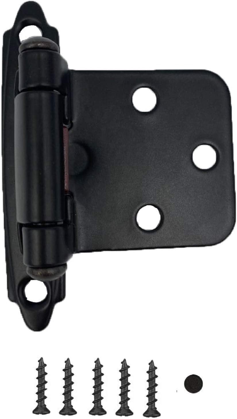 Fpz-bd 10 Pairs-20Pcs 1/2 Inch Matte Black Cabinet Hinge for Variable Overlay Kitchen Cabinet Doors,Flush Cabinet Hinges