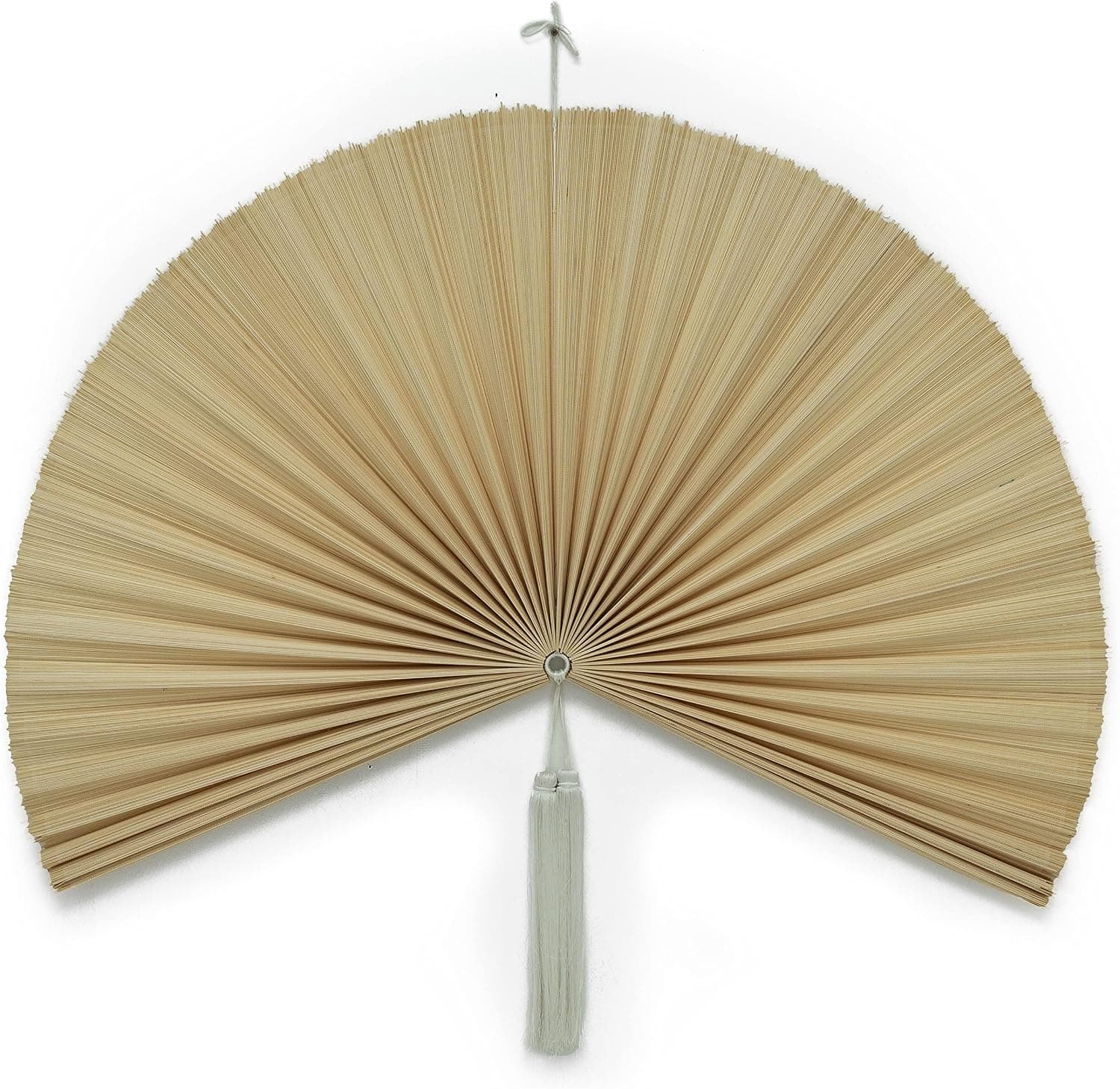 KOLWOVEN Over Bed Wall Decor - Bohemian Wall Decor- Large 32" X 16" Wall Hanging Fan -Bedroom Wall Decor Above Bed - Large Bamboo Fan - Over The Bed Wall Decor (Ivory)