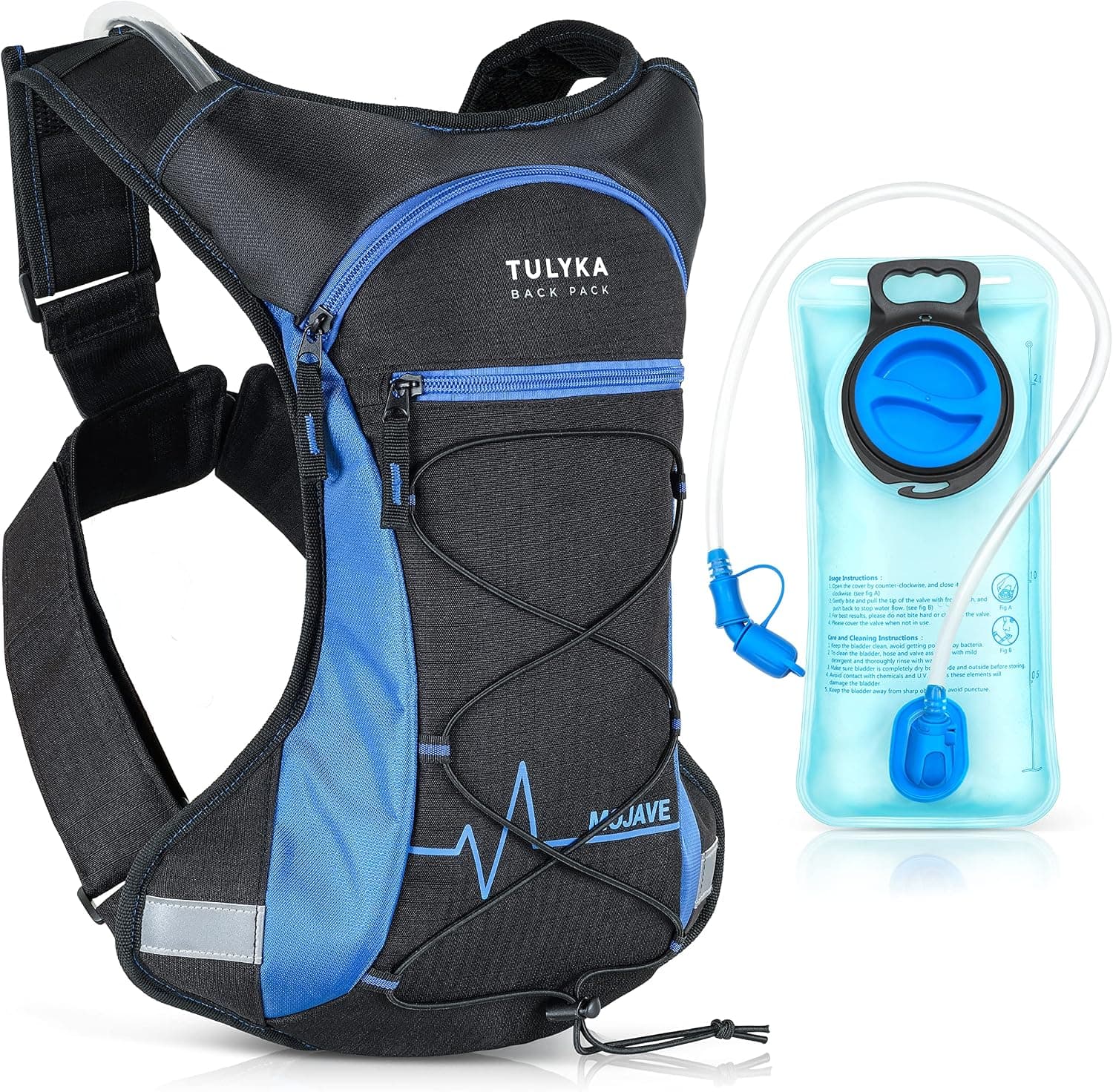 TULYKA Mojave Hydration Backpack 70 oz (2L) Size Water Bladder in a Comfortable and Easy to Carry Backpack - Lightweight Hydration Pack for Biking, Running, Hiking, Climbing, Skiing or Other Sports