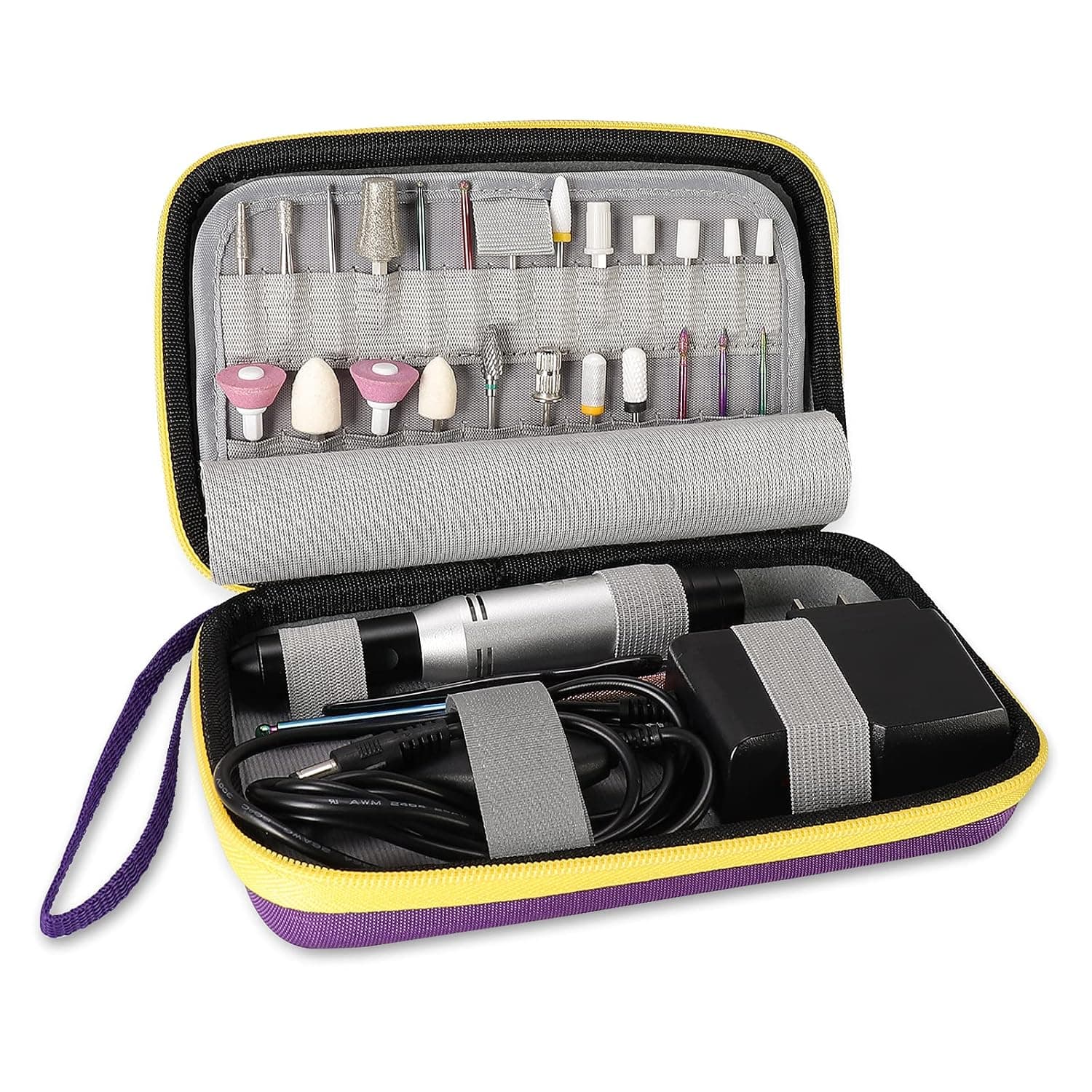 Nail Drill Bits Holder Container, Acrylic Nail Drill Kit Organizer Storage Case, Waterproof Portable Organizer Bag for Efile Accessories (Not Include Drill Bits, ONLY CASE)