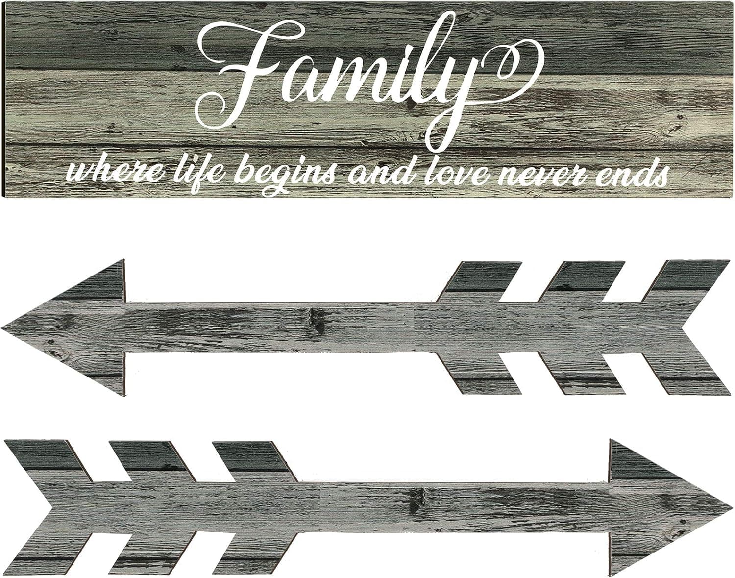 Jetec Family Wood Wall Decor Rustic Wood Arrows Signs Wooden Family Quotes Sign Wood Grain Background Wall Decor for Home Farmhouse Bedroom Dining Living Room Decoration (Multi Color)