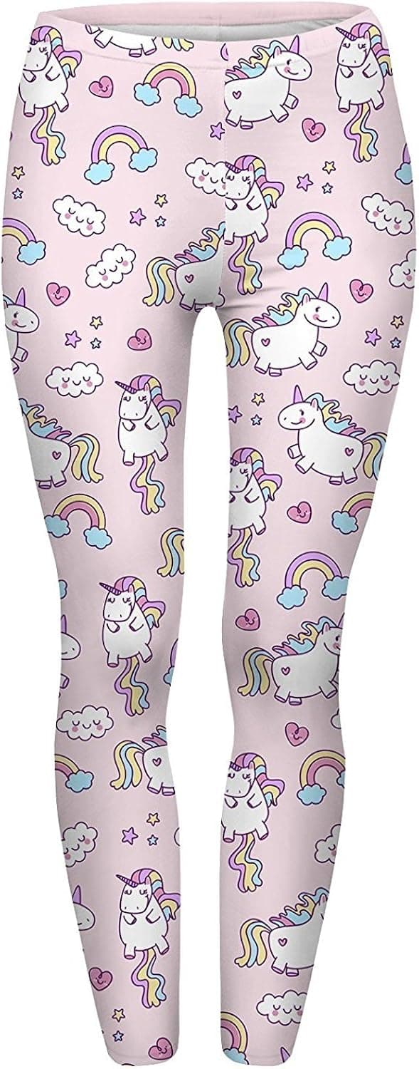 Abyelike Women's Supernova Unicorn Rainbow Digital Printed Tight Leggings Full-Length Leggings
