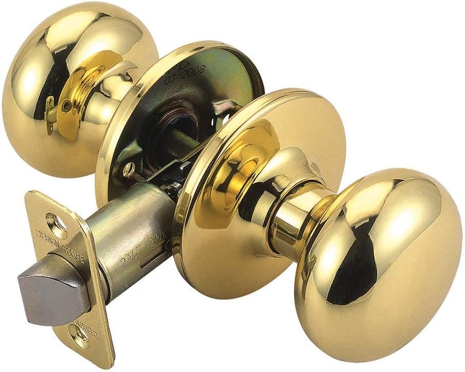 Design House 753269 Cambridge 2-Way Latch Passage Door Knob, Polished Brass