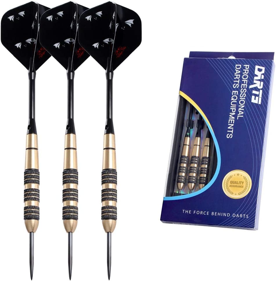 Professional Steel Tip Darts Set - 3 x 20g Brass Barrels with Aluminum Shafts，PET Dart Flights