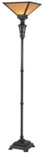 Lite Source C61121 Goldana Torchiere Lamp, Dark Bronze with Crackled Dark Amber Glass Shade