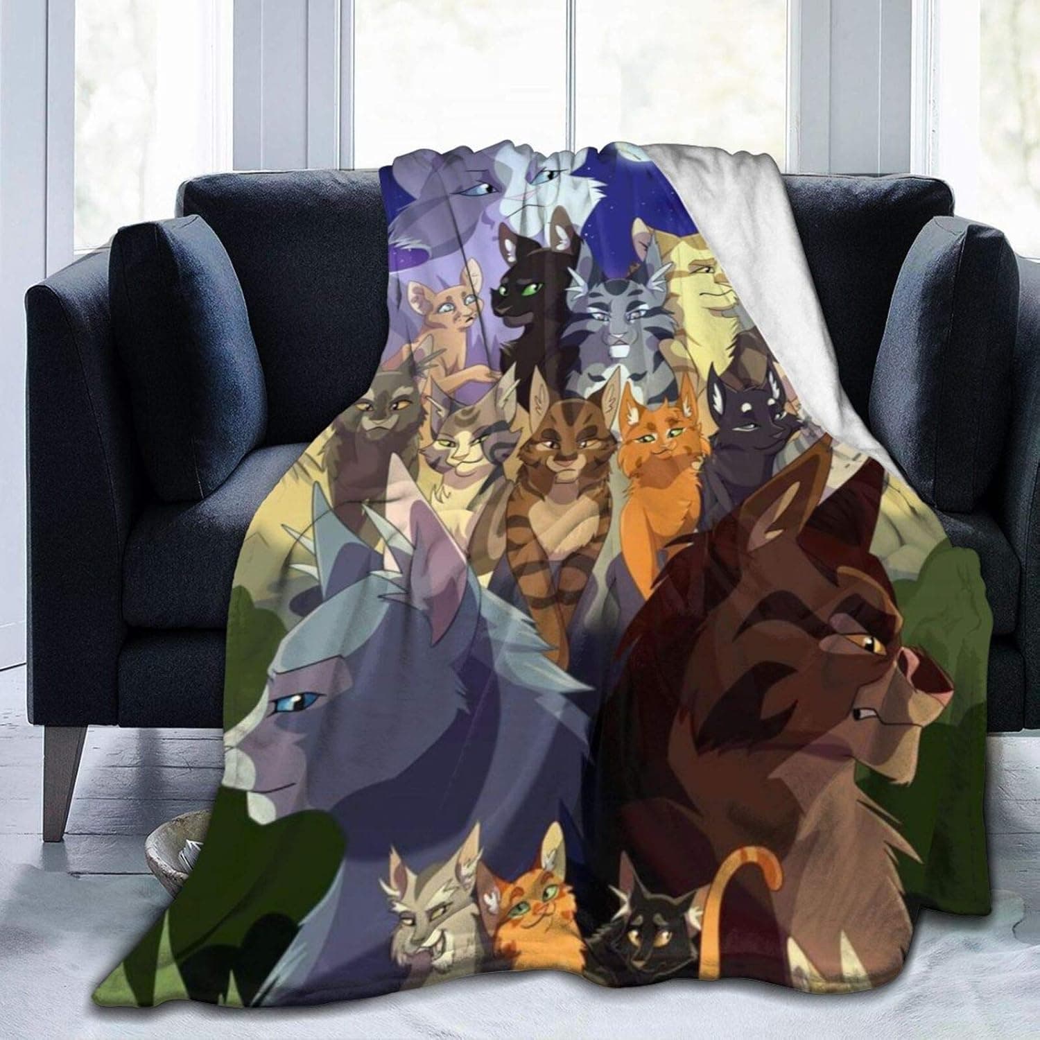 Yemaijai Warrior-Cats Blanket Warm Plush Cozy Soft Blankets for Chair/Bed/Couch/Sofa 80"x60"