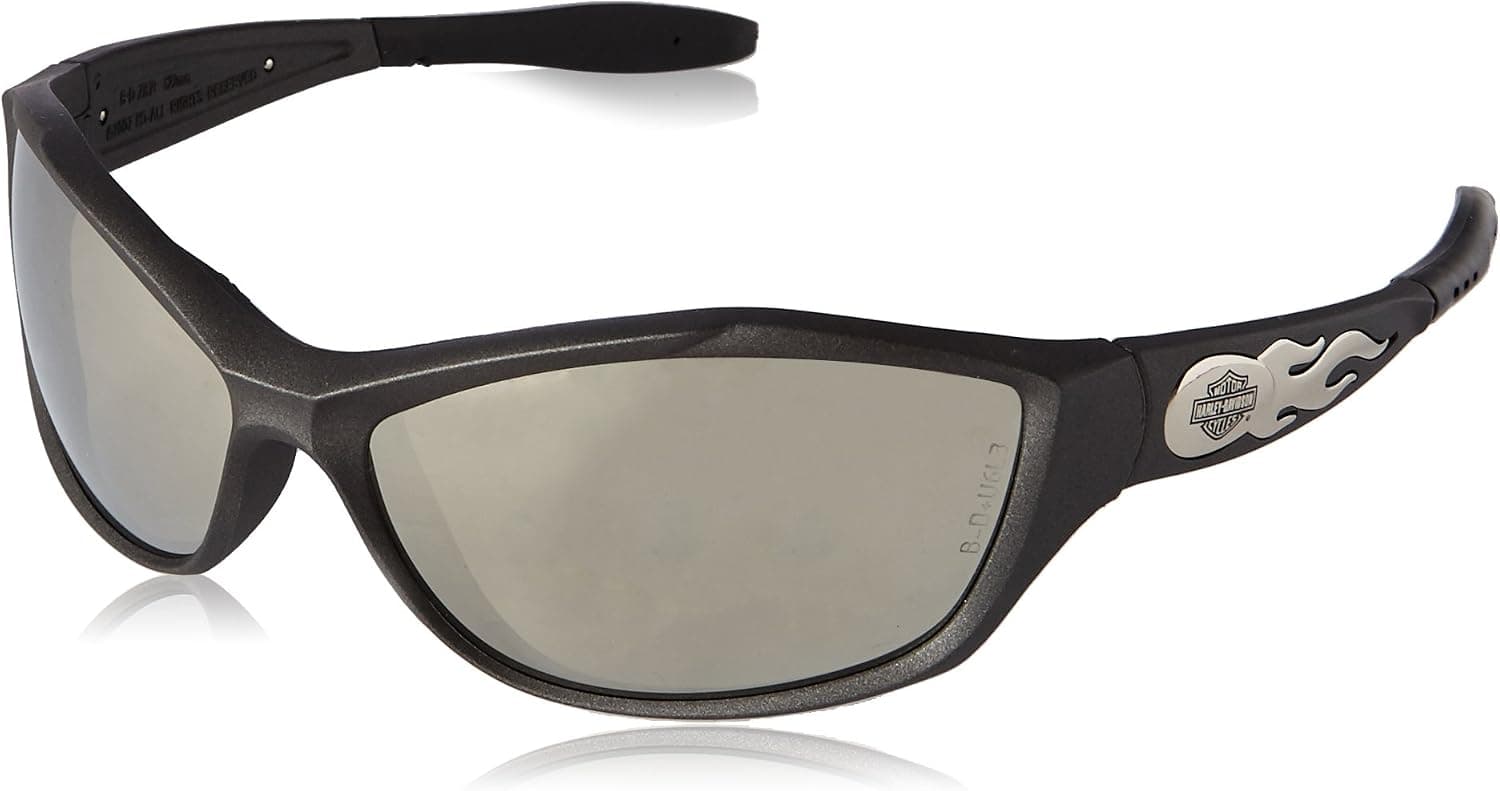 Harley-Davidson HD1002 Safety Glasses with Gunmetal Frame and Silver Mirror Tint Anti-Fog Hardcoat Lens