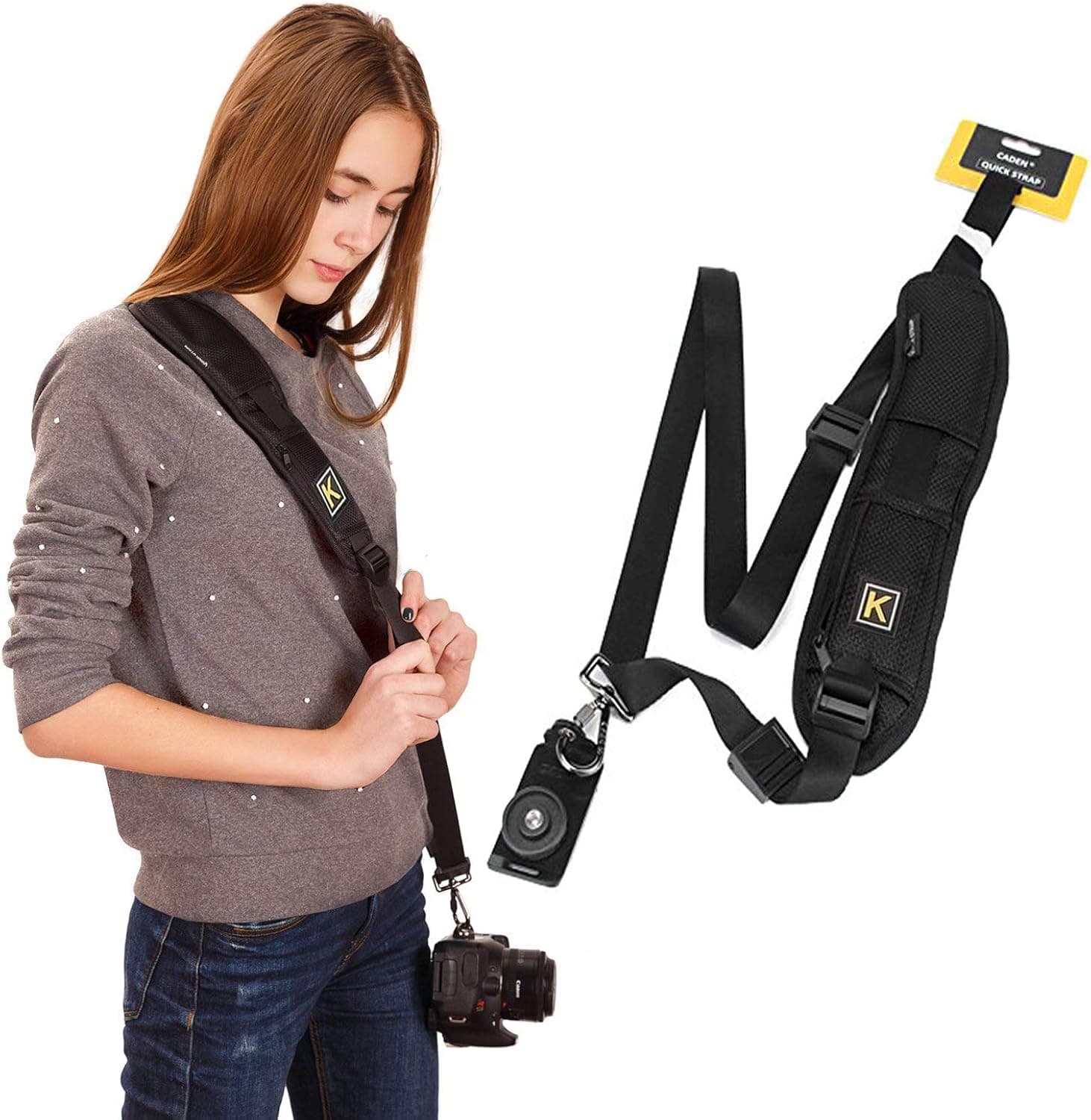 New Camera Sling Strap with Small Pocket for Lens Cap / TF Card / Battery Canon Nikon Sony Pentax DSLR Camera Straps