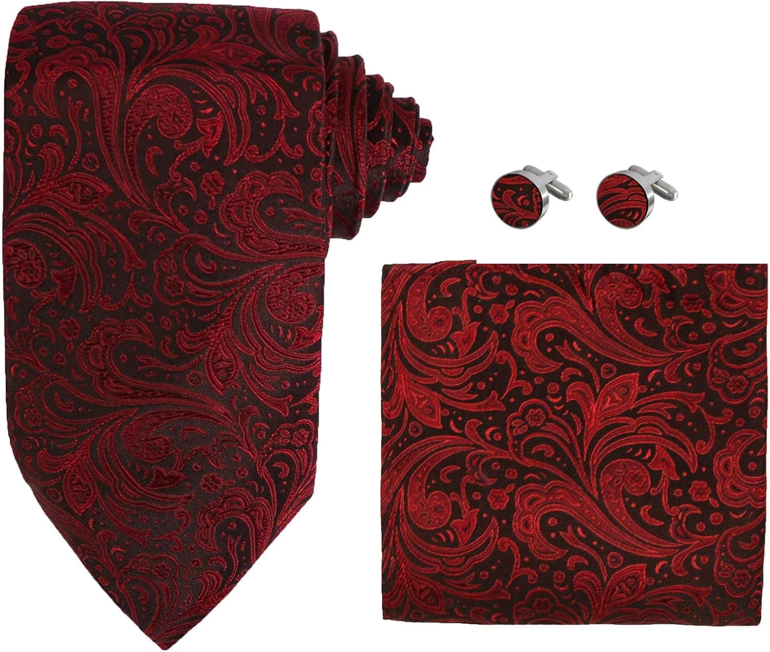 Red Black Paisleys designer mens ties wedding gifts mens accessories silk necktie hanky set H6018  Red