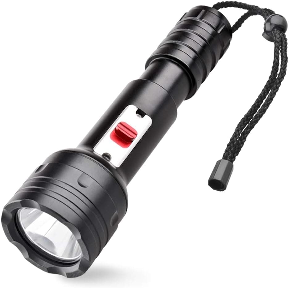 MCCC Rechargeable Diving Flashlight, Super Bright 1100 Lumens LED Lighting Lamp，3 Brightness Models, 100M Waterproof Safe Submersible Lamp for Various Outdoor Sports