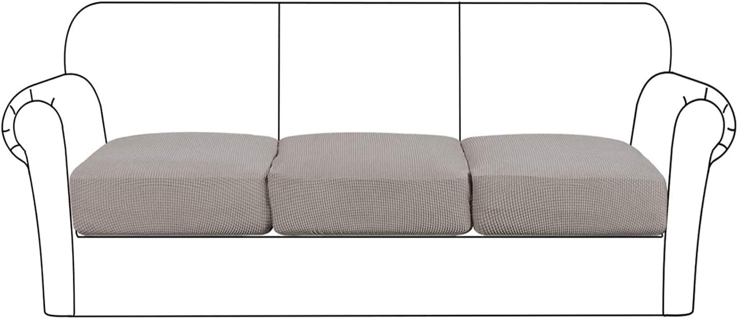 GAEA.TEX Couch Cushion Covers for Individual Cushion Couch Stretch Durable Washable Sofa Seat Cushion Slipcovers Protector for Living Room (3 Pieces, Taupe)