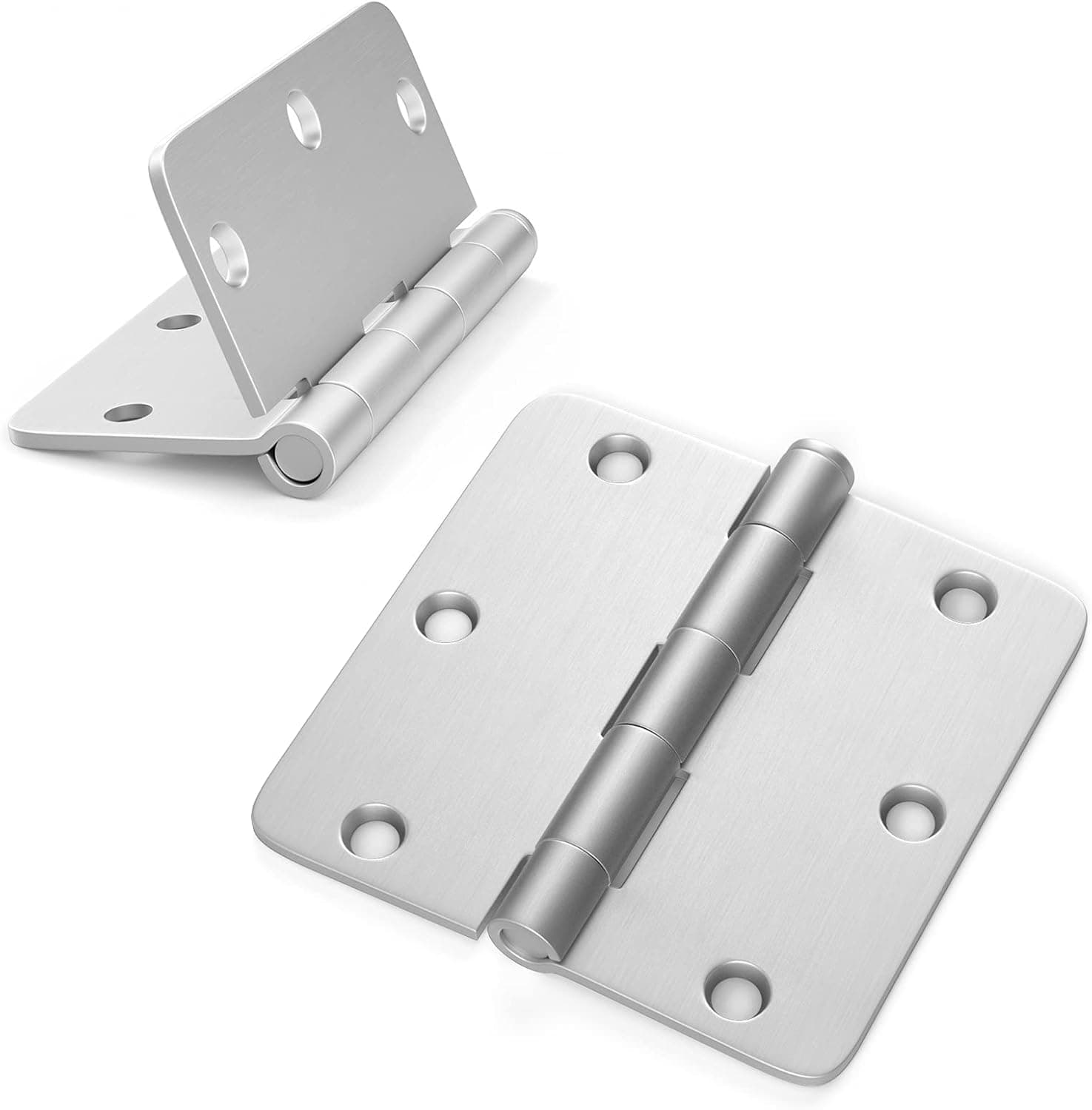 6 Pack Satin Nickel Brushed Door Hinges Haidms 3.5 Inch x 3.5 Inch Interior Door Hinges Silver Doors Hinges Satin Nickel Finish with 1/4" Radius Corners