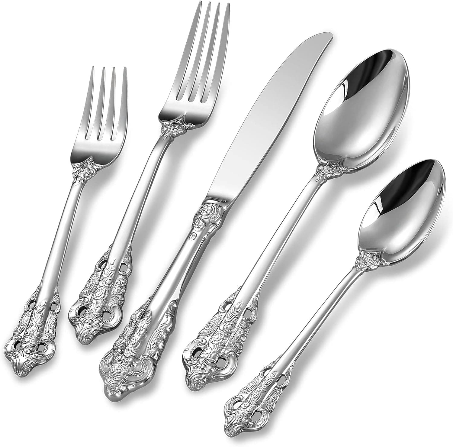 Royalrose Monarchy Silverware Set, 18/10 Stainless Steel, Service for 4, Well Made and Beautiful, Dishwasher Safe