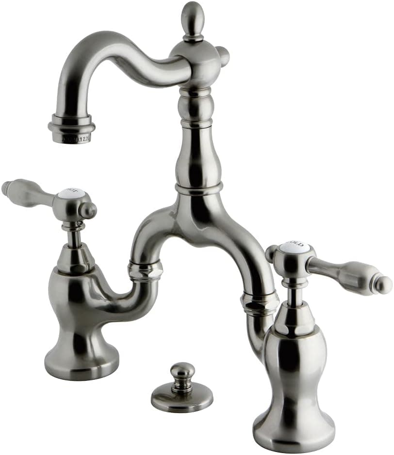 Kingston Brass KS7978TAL 4 3/4" in Spout Reach Bridge Lavatory Faucet with Brass Pop Up, Brushed Nickel