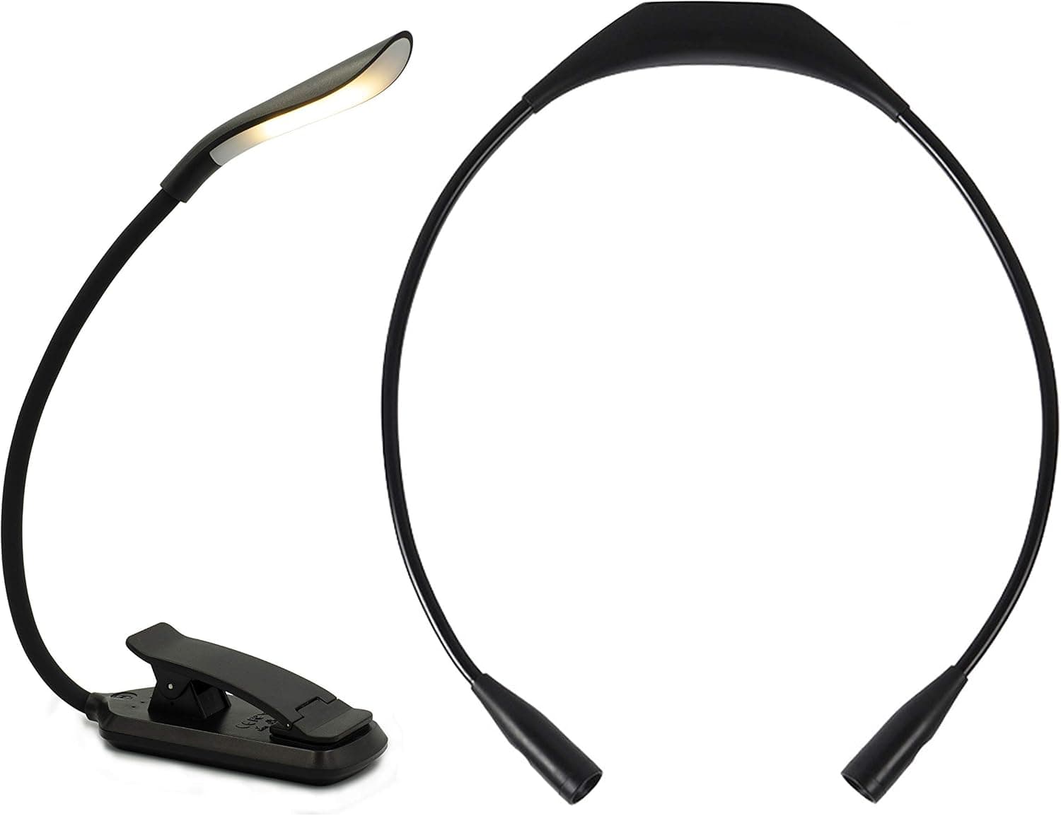 FRUN Rechargeable Night Reading Light Set for Bookworms & Kids, Including 1 Book Light and 1 Neck Light, Classic Black