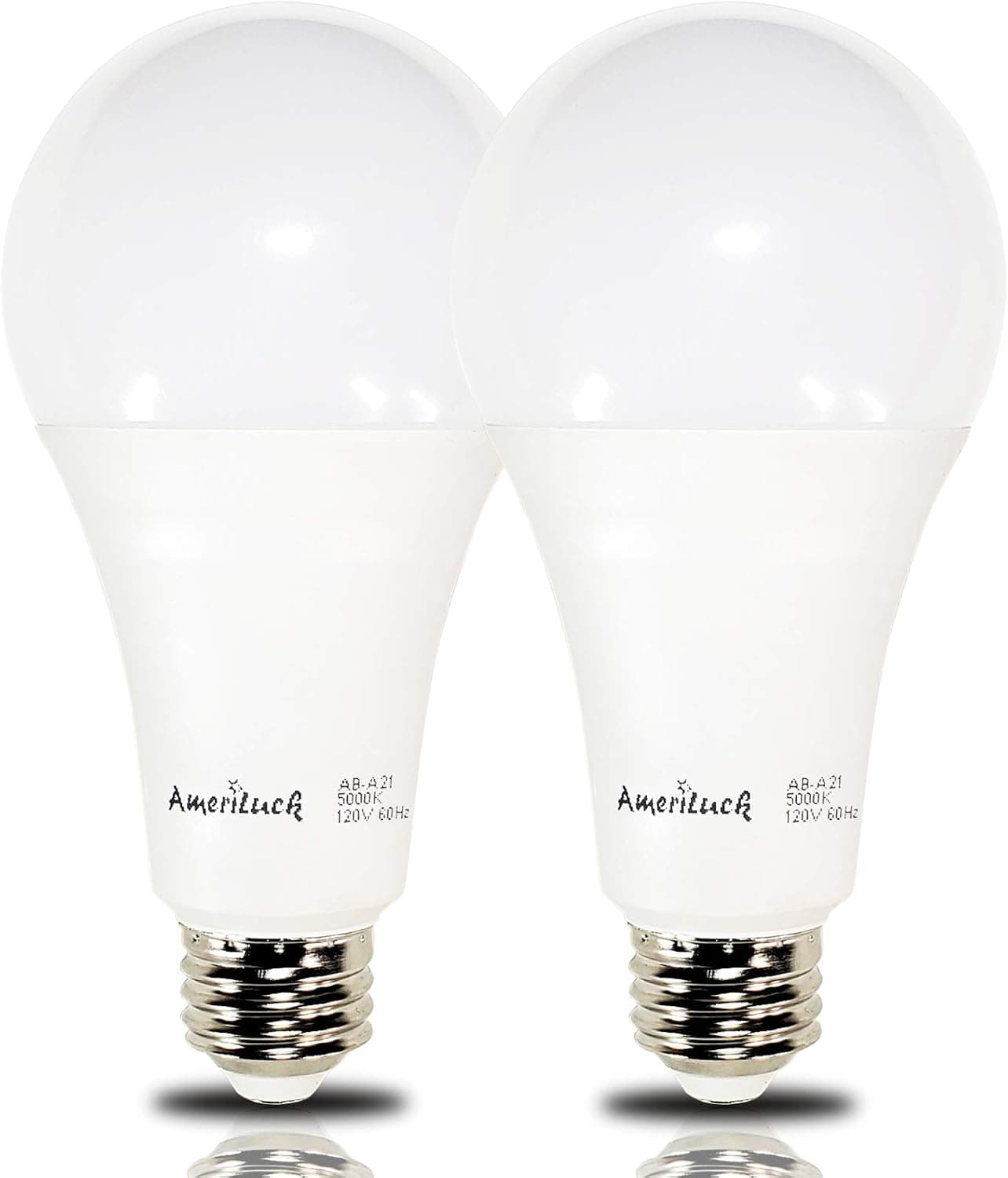 AmeriLuck 150W Equiv，2200 Lumens 20W Non-Dimmable,A21 LED Light Bulb, 5000K Daylight (2 Pack)