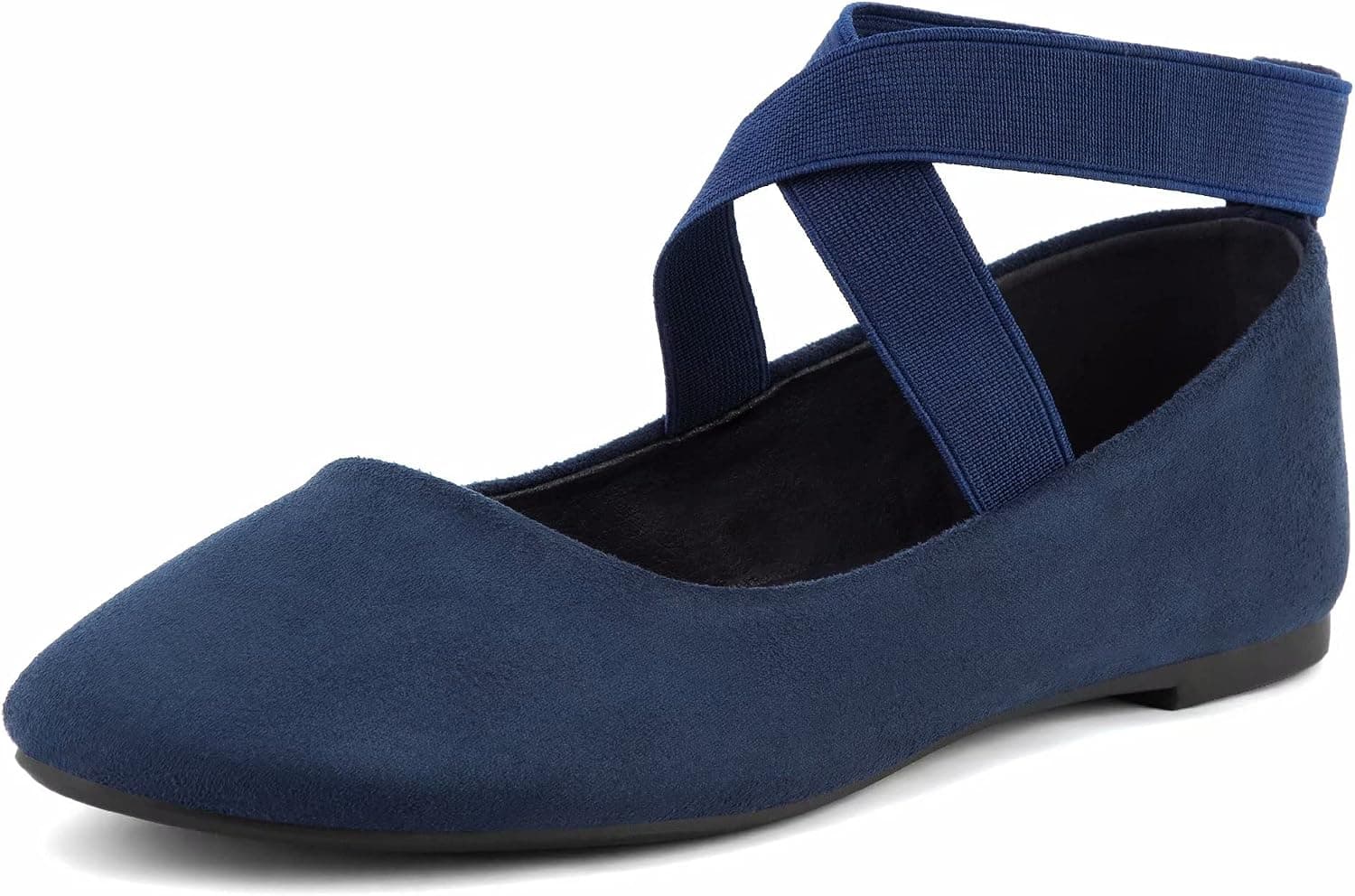 MaxMuxun Women's Ballet Flat Shoes Ankle Elastic Crossing Straps Slip On Ballerina Flats
