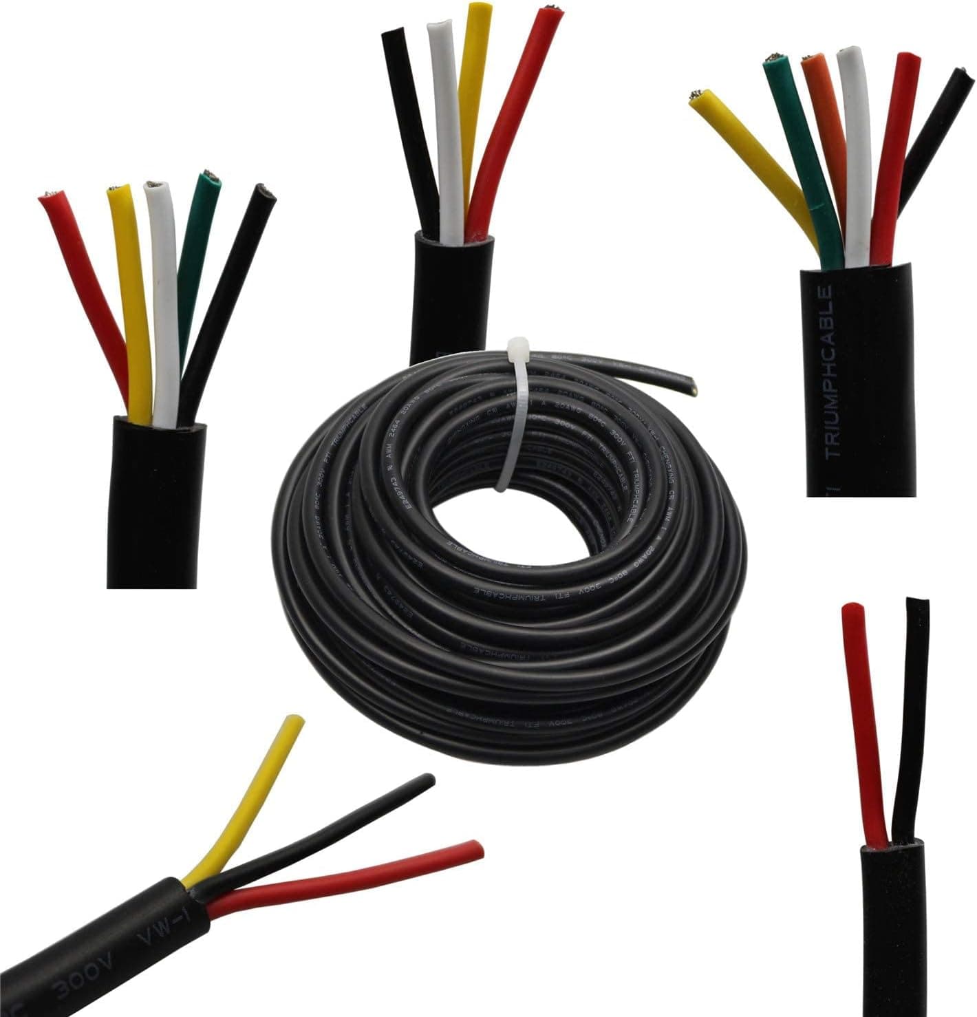 18 Gauge 4 Conductor Wire Audio Power Cable Speaker Wire (Red & Black & Yellow & White) 25ft