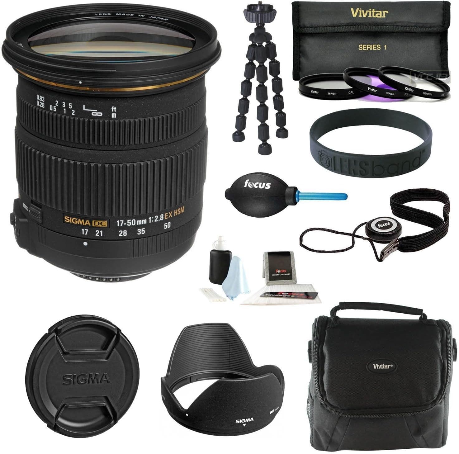 Sigma 17-50MM F2.8 EX DC OS HSM Zoom Lens for Nikon Cameras DX (583306) w/Bundle