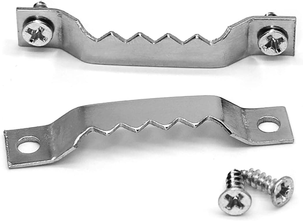 Suprom Small Sawtooth Picture Hangers 50 Pack Steel Sawtooth Hangers with Screws, Picture Hanging Solutions for Hanging Canvas Photos Frame Clock Paintings Artwork (Silver)