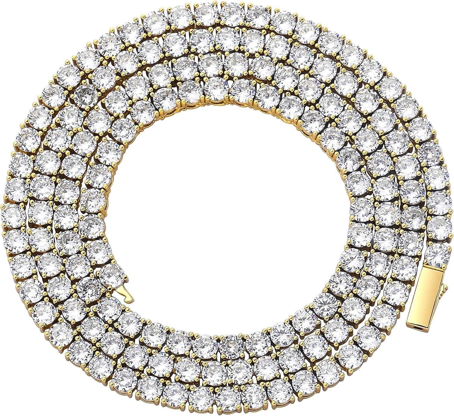 TOPGRILLZ Diamond Choker Tennis Necklace for Women 1 Row 3-6mm 14K Gold Plated Iced Out Cubic Zironia Tennis Chain for Men Customized Link Clasp