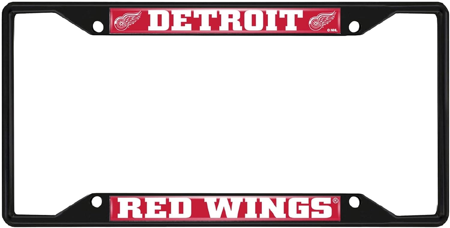 FANMATS 31381 Detroit Red Wings Metal License Plate Frame Black Finish