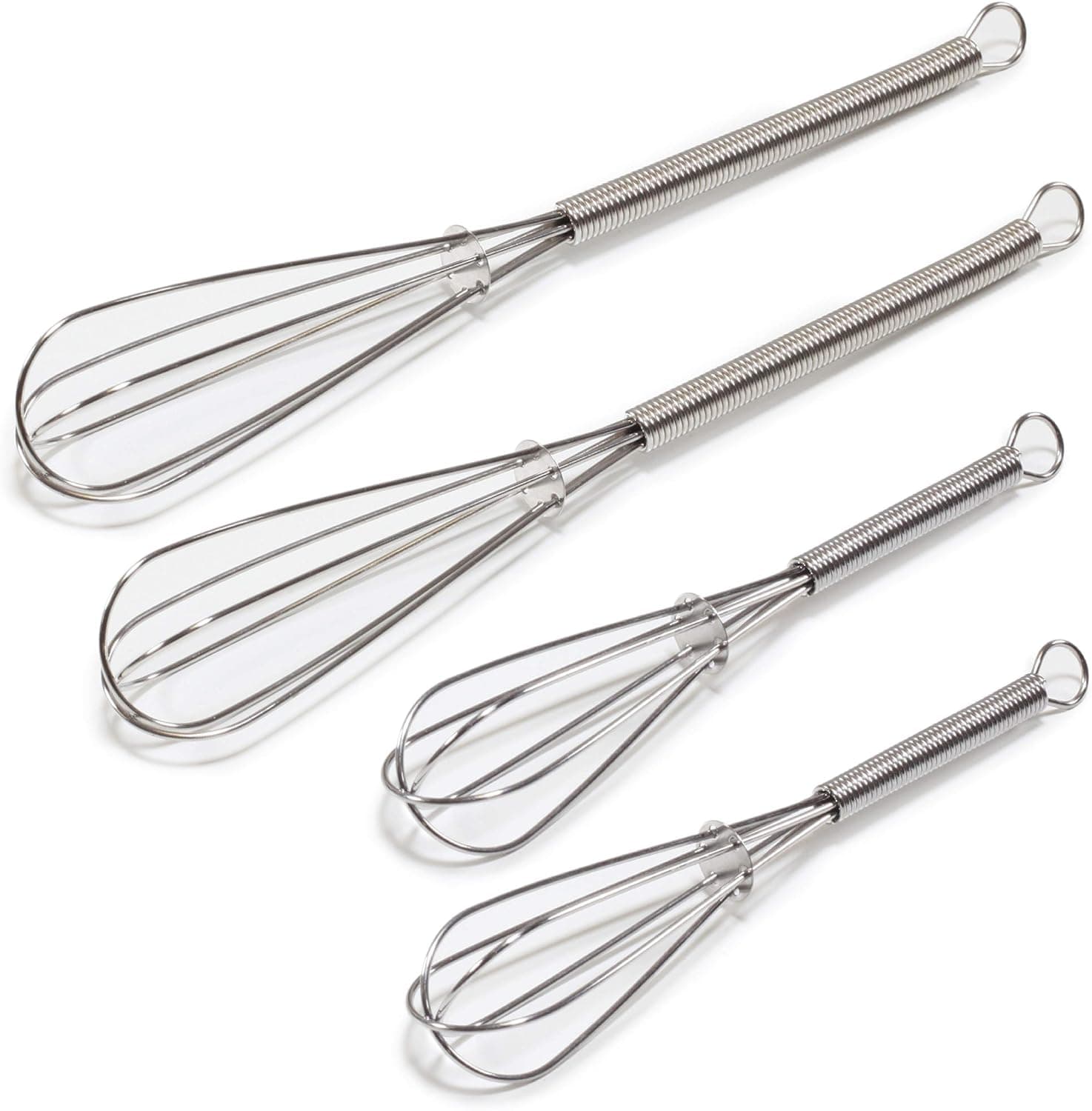 BATEMEN 4 Mini Whisk Combo Set - Two 5 Inch + Two 7 Inch | Stainless Steel Means Easy Maintenance and Cleaning | Small Sizes Make for Easier Whisking Action | by Kitchen Delight | Sizes: 5?+5?+7?+7?