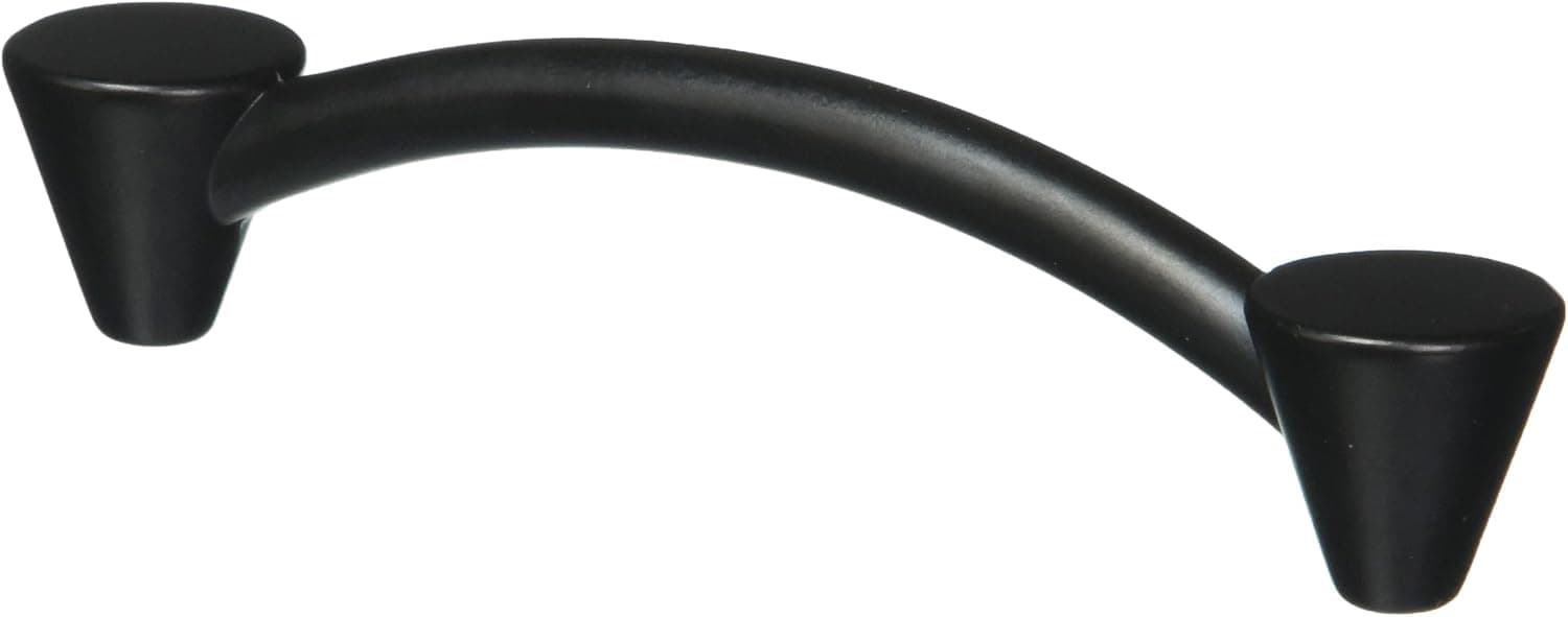 Liberty PN0359-FB-A 4" Kitchen or Furniture Cabinet Hardware Drawer Handle Pull with Cone Ends, Flat Black