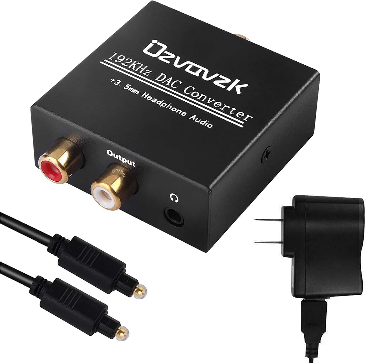 192kHz Digital to Analog Audio Converter, Ozvavzk Coax SPDIF Optical to RCA L/R Converter with Optical Cable, Toslink Optical to 3.5mm Headphone Jack Adapter Compatible with TV DVD Home Cinema