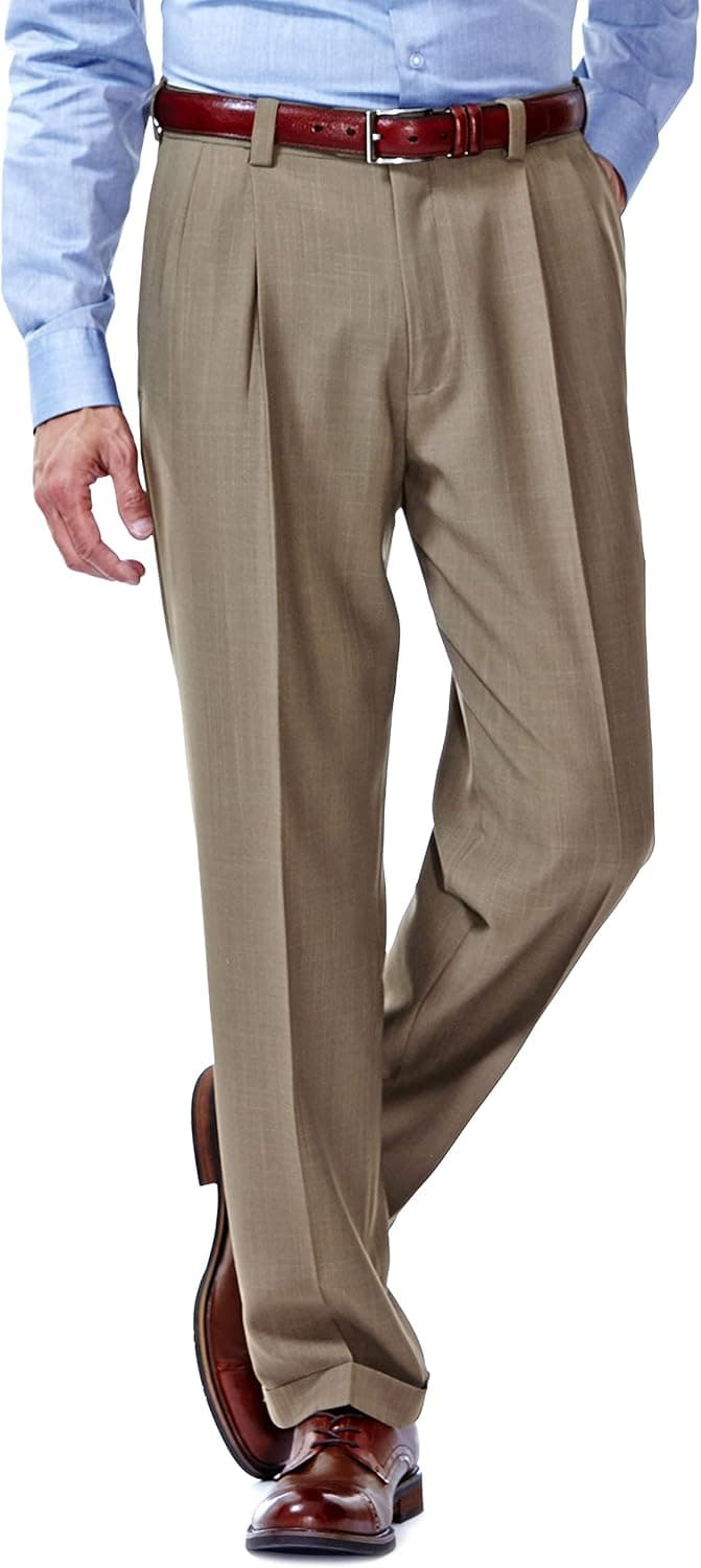 Haggar Men's ECLO Stria Pleat Front Dress Pant-Regular and Big & Tall Sizes
