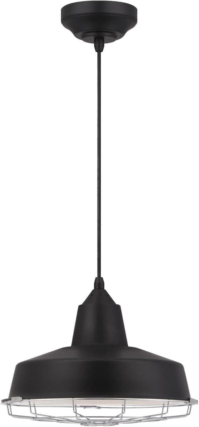 Westinghouse Lighting 6401000 Academy One-Light LED Indoor Pendant, Black Finish with Chrome Cage
