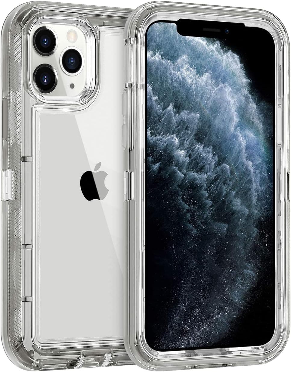Coolden Hybrid Clear Phone Case for iPhone 11 Pro MAX 6.5 Inches, Heavy Duty Protective Dual Layer Shockproof Case with Hard PC Bumper Soft TPU Back for 2019 Release iPhone 11 Pro Max, Gray