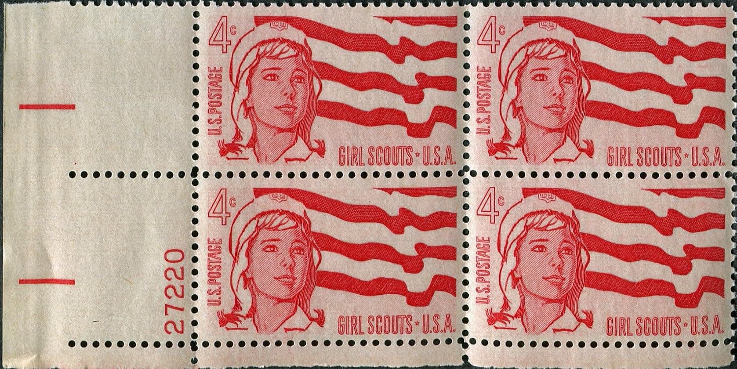 GIRL SCOUTS #1199 Plate Block of 4 x 5 US Postage Stamps