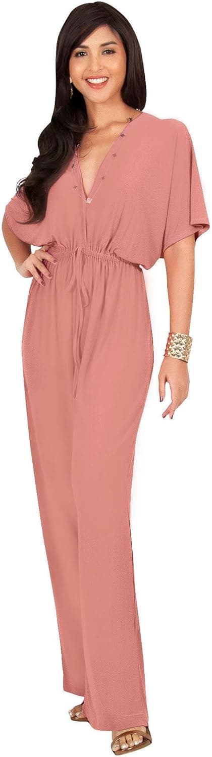 KOH KOH Womens Short Kimono Sleeve One Piece Jumpsuit Cocktail Romper Pant Suit