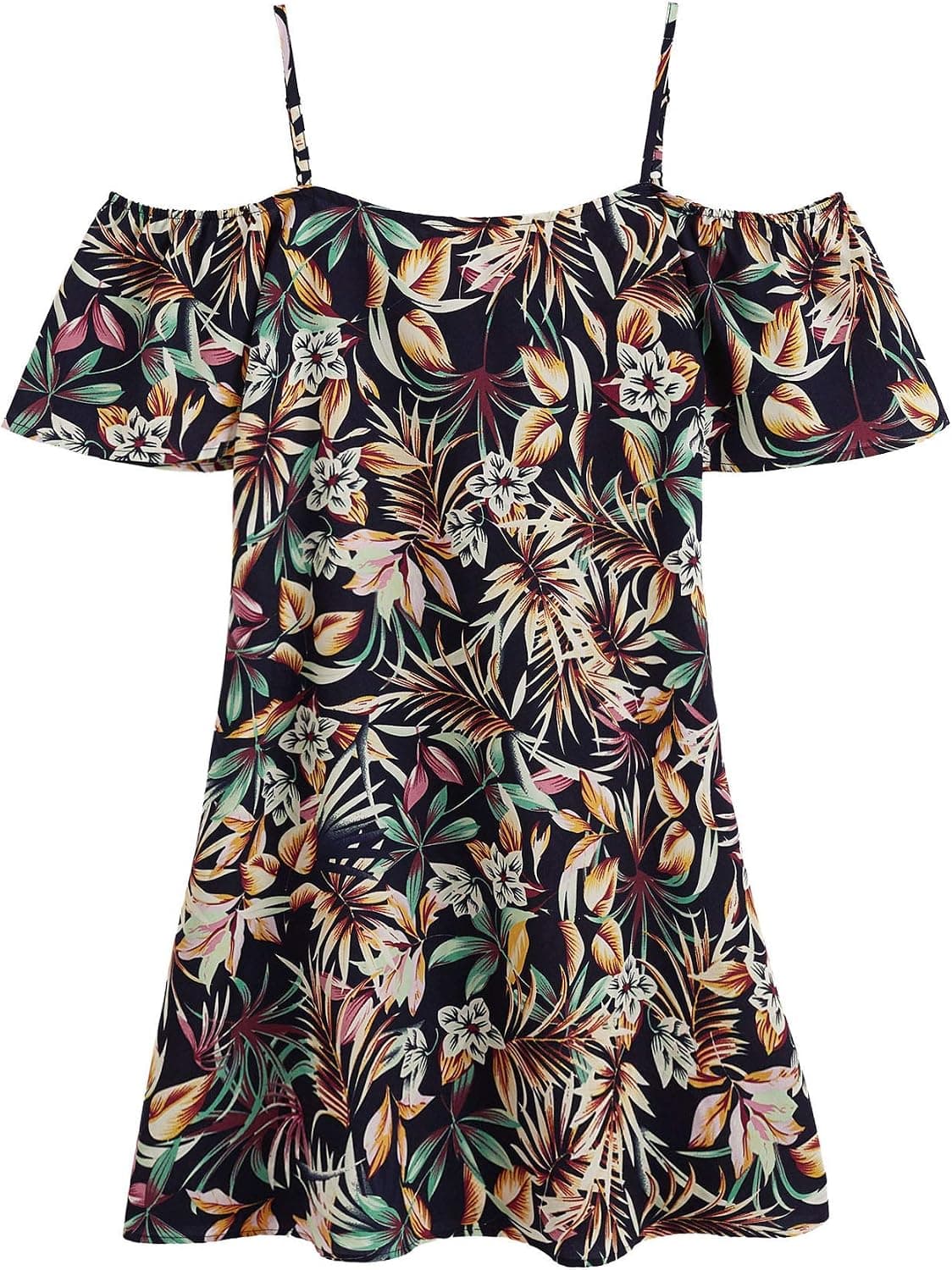 Milumia Women's Random Jungle Print Striped Cold Shoulder Dress Multicolor-4 XL