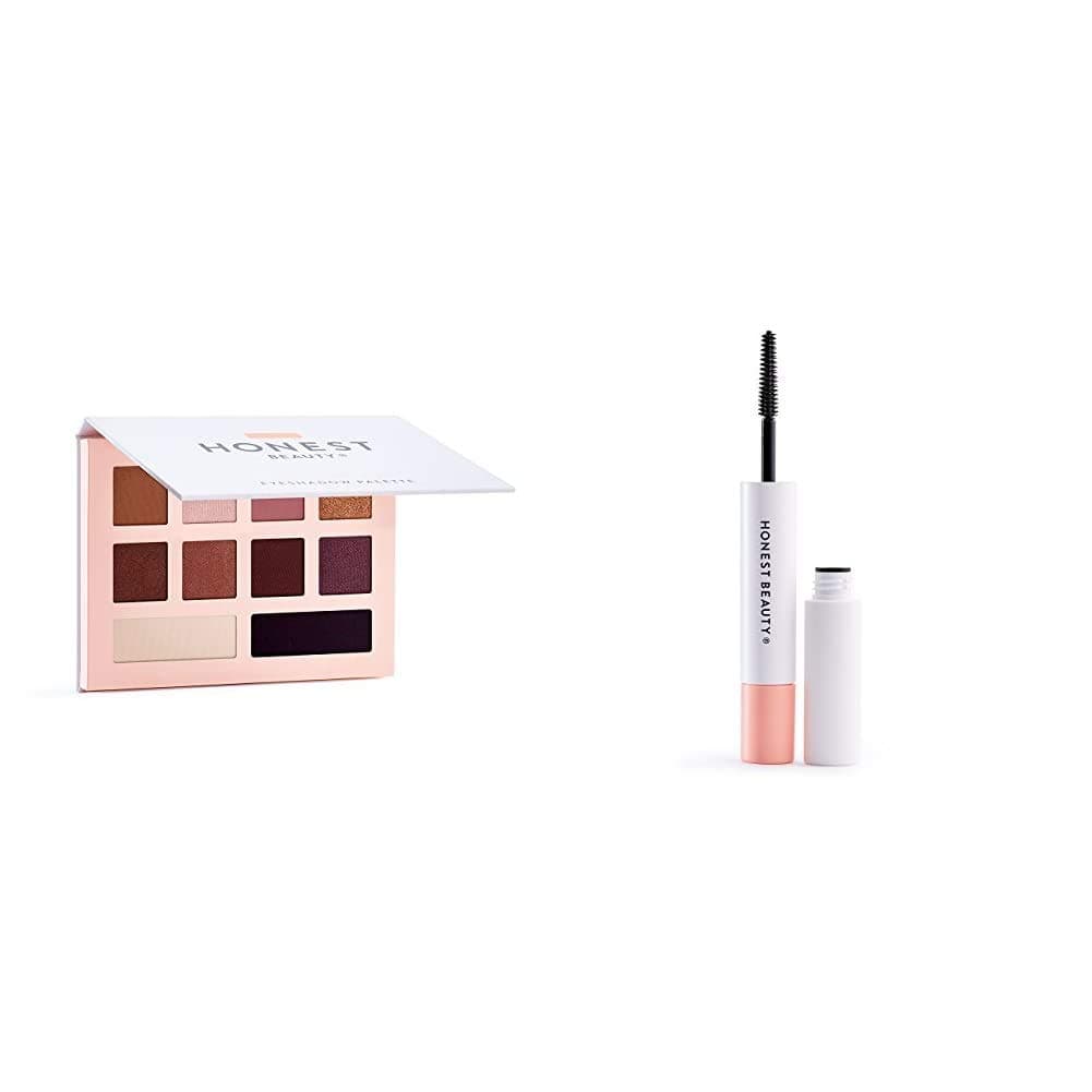 Honest Beauty Eyeshadow Palette with 10 Pigment-Rich Shades, 0.67 oz. and Honest Beauty Extreme Length Mascara + Lash Primer | 2-in-1 Boosts Lash Length, Volume & Definition, 0.27 fl. oz.
