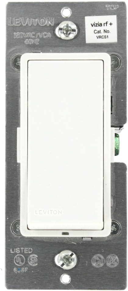 Leviton VRCS1-1LZ Vizia RF + 1-Button Scene Controller/Virtual Switch Remote for Multi-Location Control, White/Ivory/Light Almond