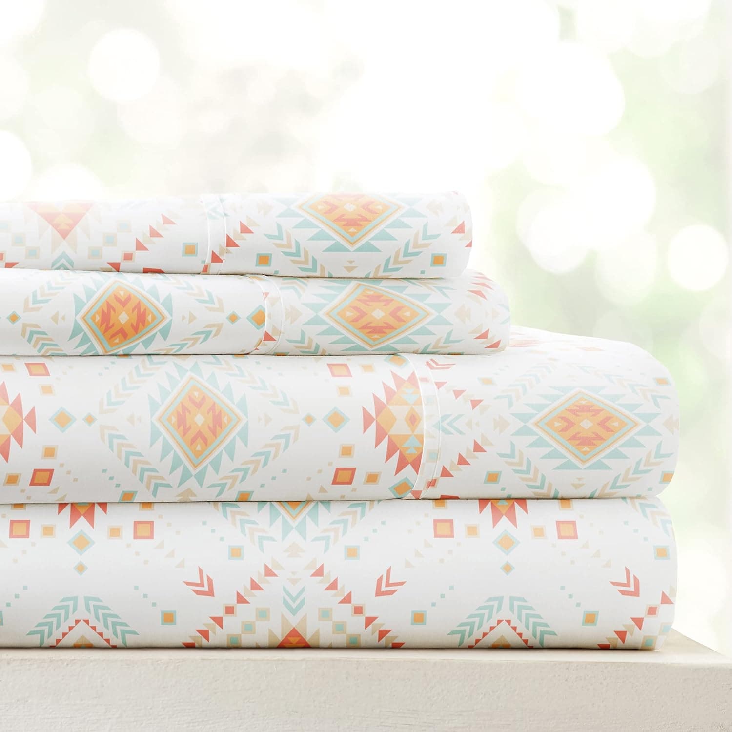 Linen Market 4 Piece Twin Bedding Sheet Set (Aztec Coral) - Sleep Better Than Ever with These Ultra-Soft & Cooling Bed Sheets for Your Twin Size Bed - Deep Pocket Fits 16" Mattress