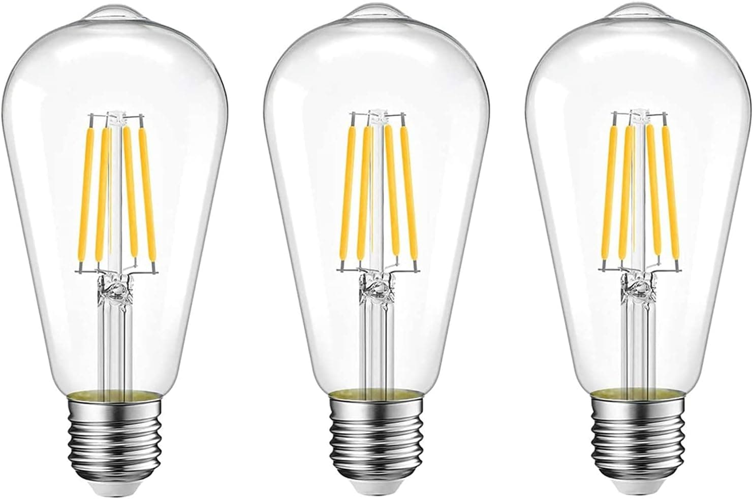 LED Edison Bulbs 4W, Equivalent 40W, 400 Lumens, Daylight White 4000K, ST58 Vintage LED Filament Bulbs, E26 Base, Non-Dimmable, 3 Packs