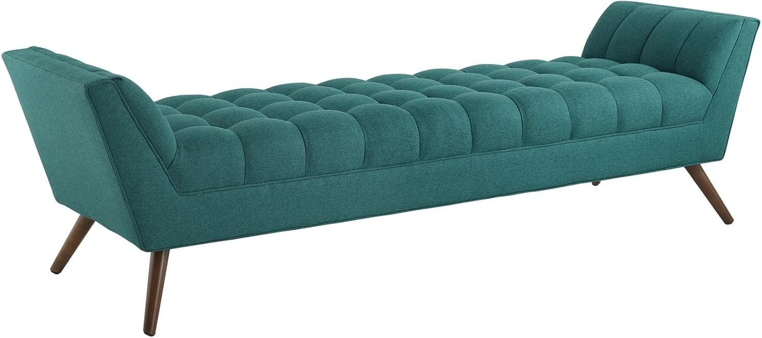 Modway Response Mid-Century Modern Bench Large Upholstered Fabric in Teal