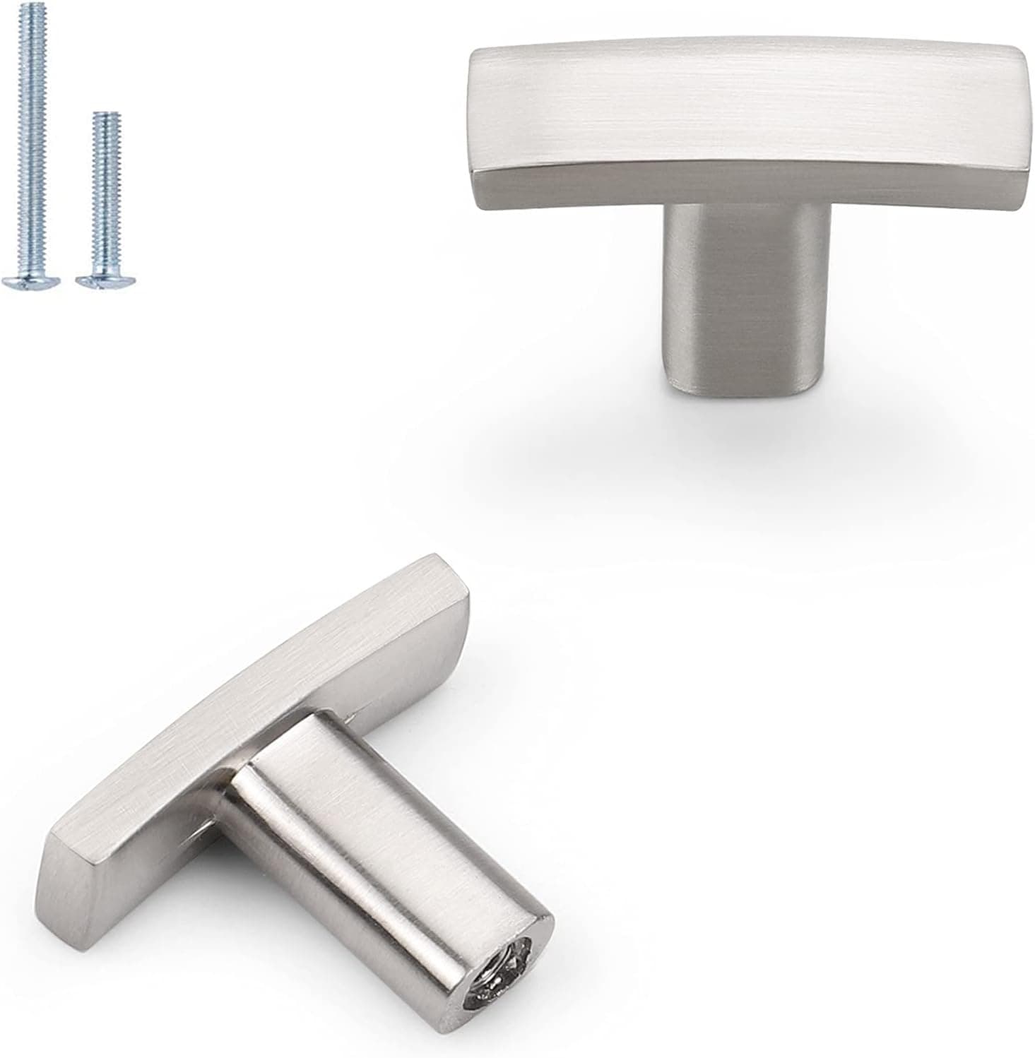 GOBEKOR 10 Pack Brushed Nickel Kitchen Cabinet Knobs Dresser Knobs for Kitchen Cabinets T Bar Kitchen Drawer Knobs Silver Cabinet Knobs and Pulls