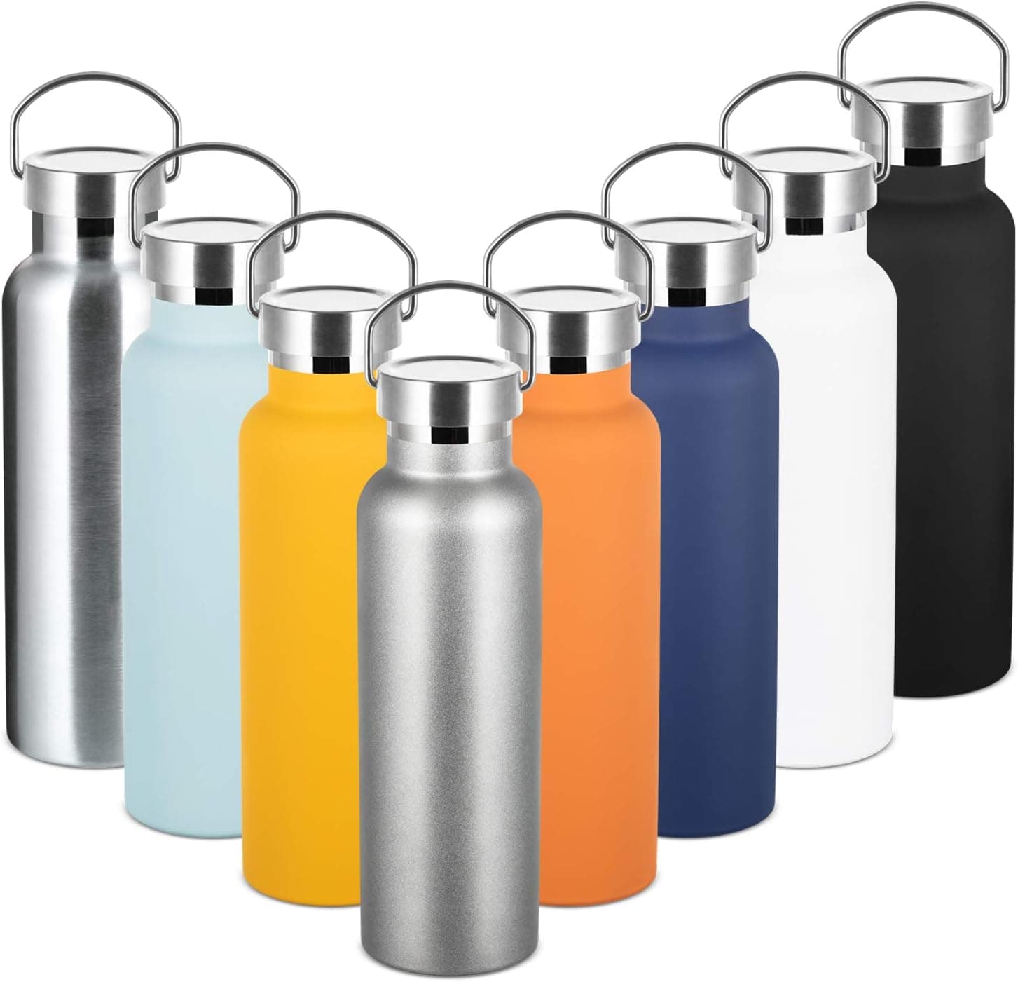 COMOOO 20oz Stainless Steel Water Bottle Leak Proof Double Wall Vacuum Water Bottle Insulated Sport Water Bottle Wide Mouth (Grey,1 Pack)