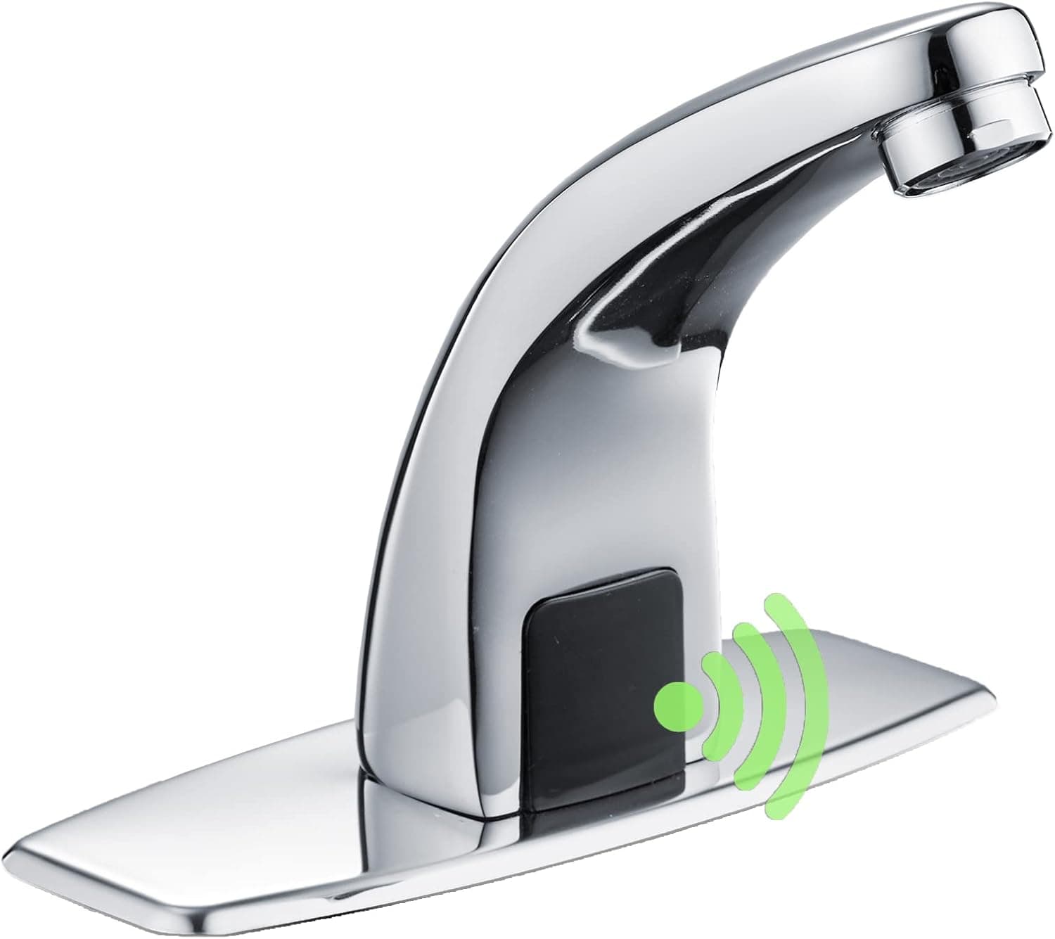 BATHLAVISH Touchless Bathroom Faucet, Automatic Bathroom Faucet, Chrome Bathroom Faucet, Polished Chrome Single Hole Hand-Free Vanity Lavatory Commercial Wish Supply Line, 6-Inch Deck Plate