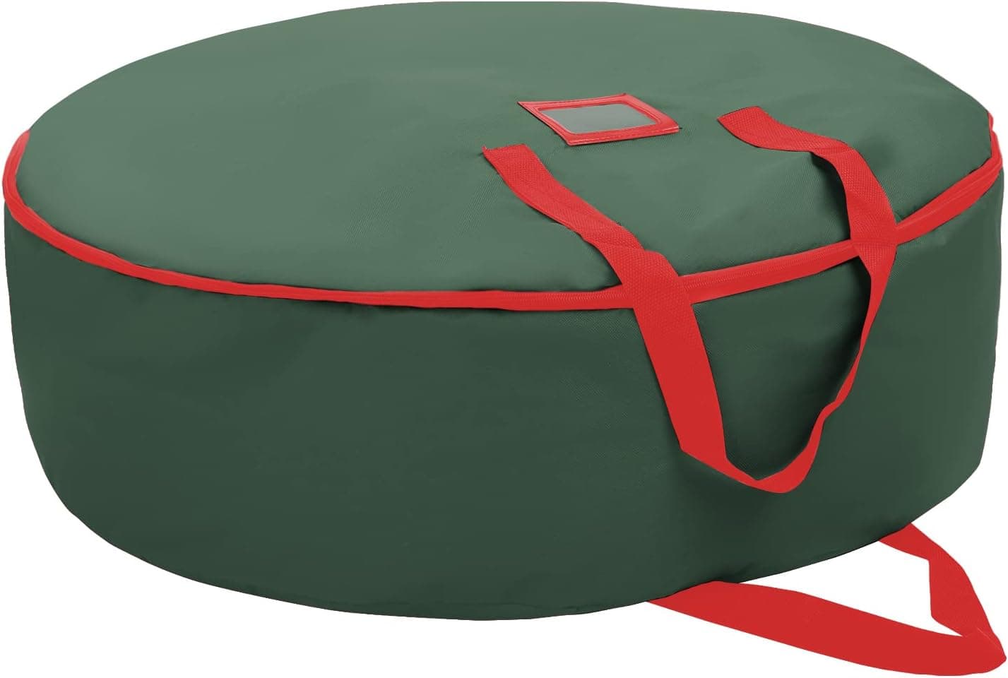 FUAMEY Christmas Wreath Storage Bag,Waterproof Wreath Container Xmas Holiday Storage with Duty Handles and Transparent Card Slot,24Inch Extra Large Tearproof Wreath Bag 600d Oxford Fabric