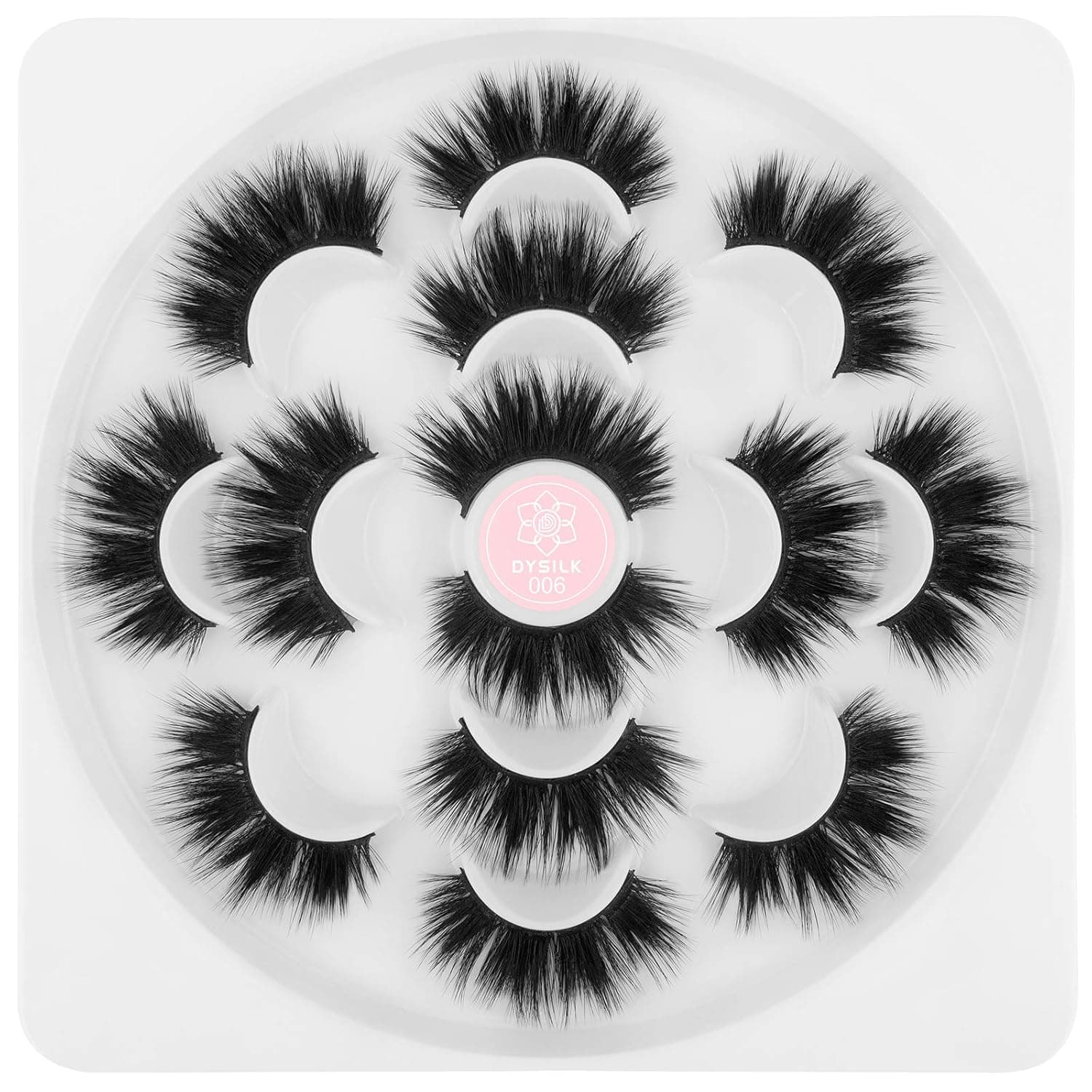 DYSILK Eyelashes Natural Look - 7 Pairs 6D Mink Lashes - False Eyelashes Fluffy Cat Eye Wispy Fake Lashes Soft Reusable 006