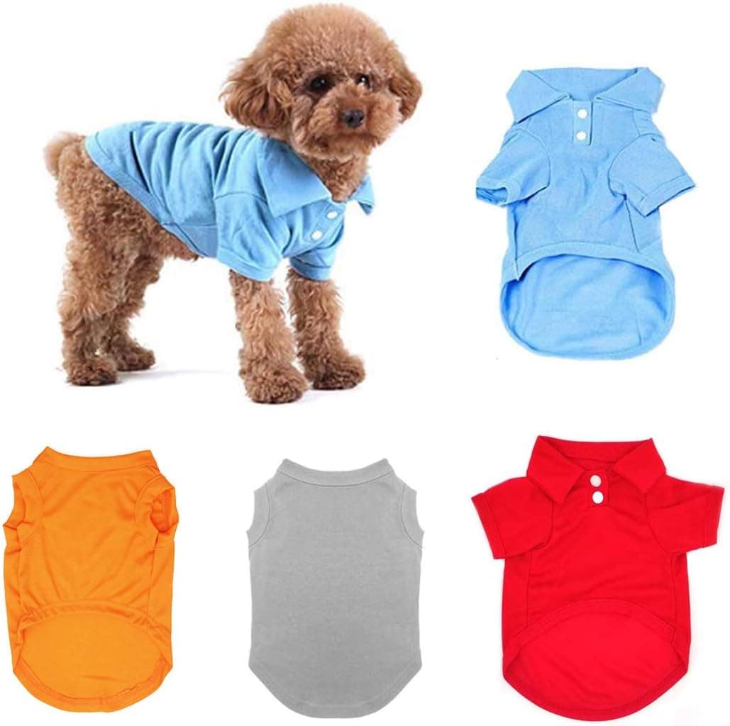 TOLOG 4 Pack Dog T-Shirt Pet Summer Shirts Puppy Clothes for Small Medium Large Dog Cat，Soft and Breathable Cotton Outfit Apparel