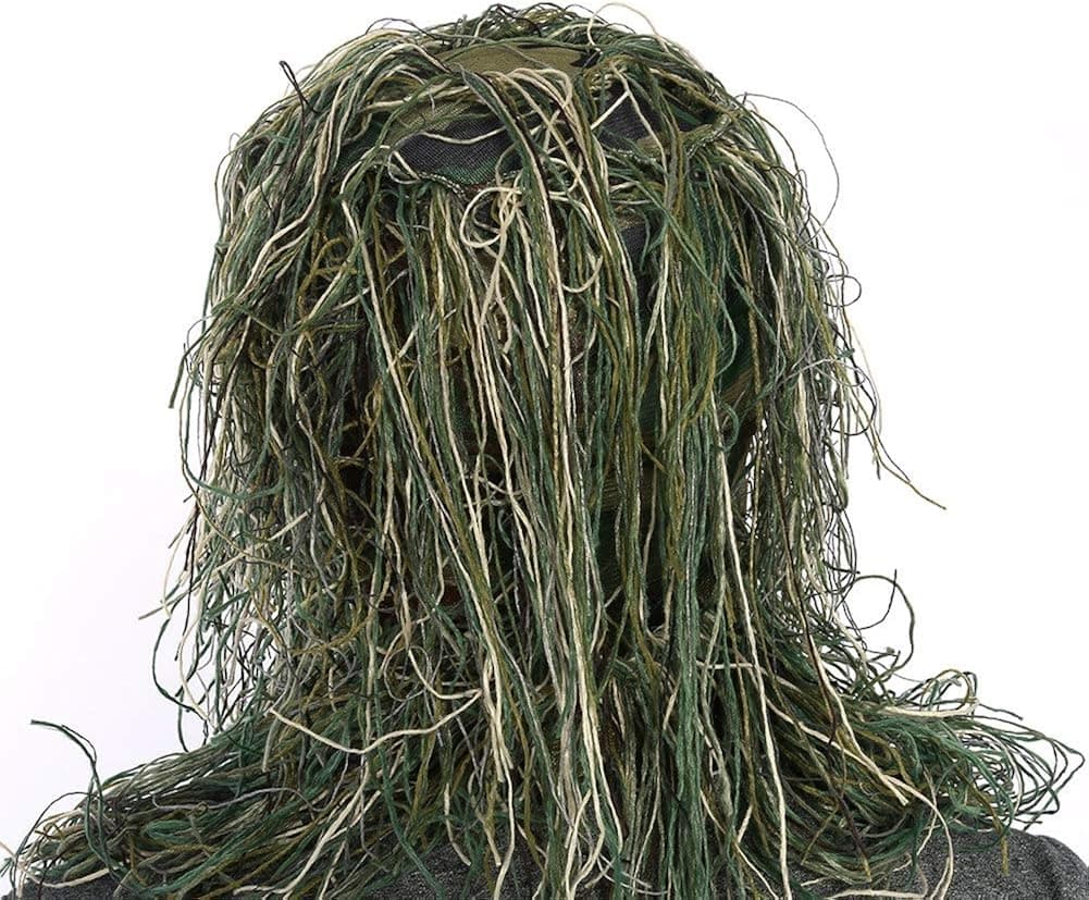 3D Woodland Camouflage Bush Head Cover Hat Ghillie Neting for Hunting Sniper