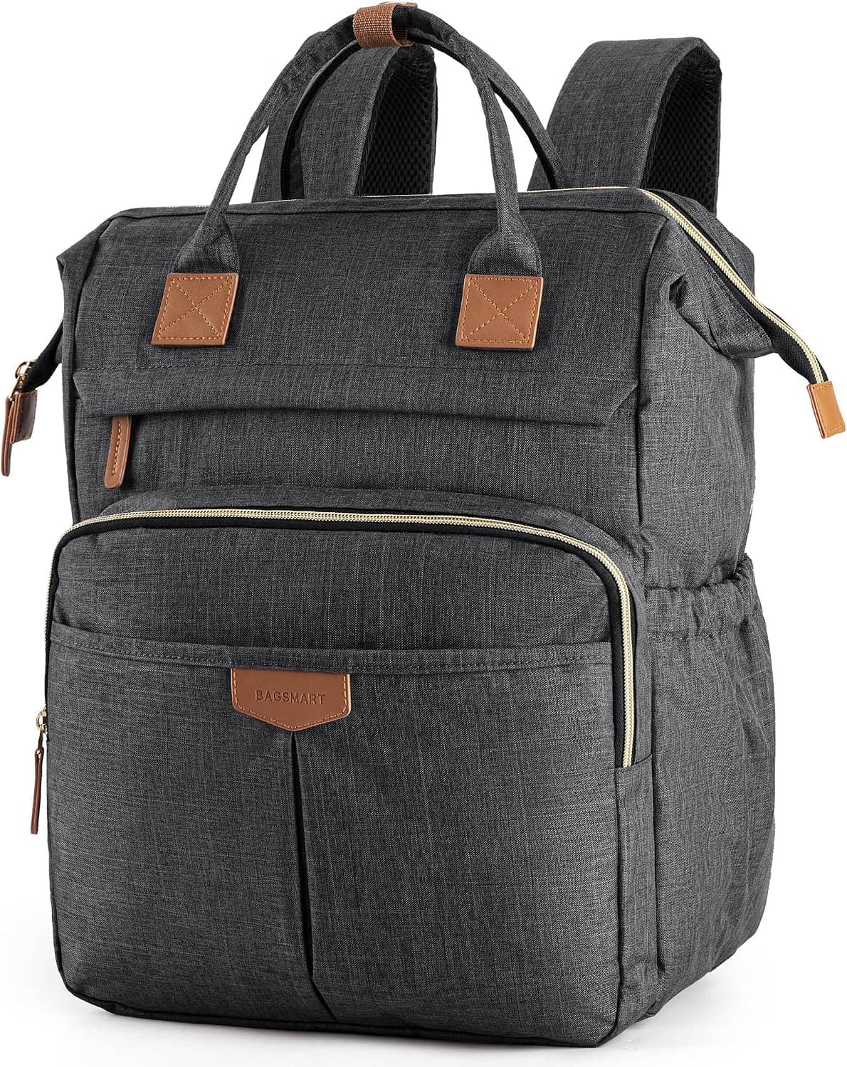 BAGSMART Travel Backpack for Women, Laptop Backpack Fits 15.6 Inch Computer, Teacher Backpack Nurse Bag, Bookbags with Charging Port Hole for College Work Business, Grey