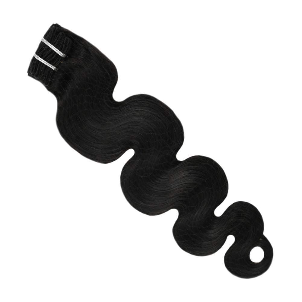 18 Inch Clip in Hair Extensions Jet Black #1 Real Remy Human Hair Extensions Clip in Double Weft Boby Wave Hair 7pcs 100g
