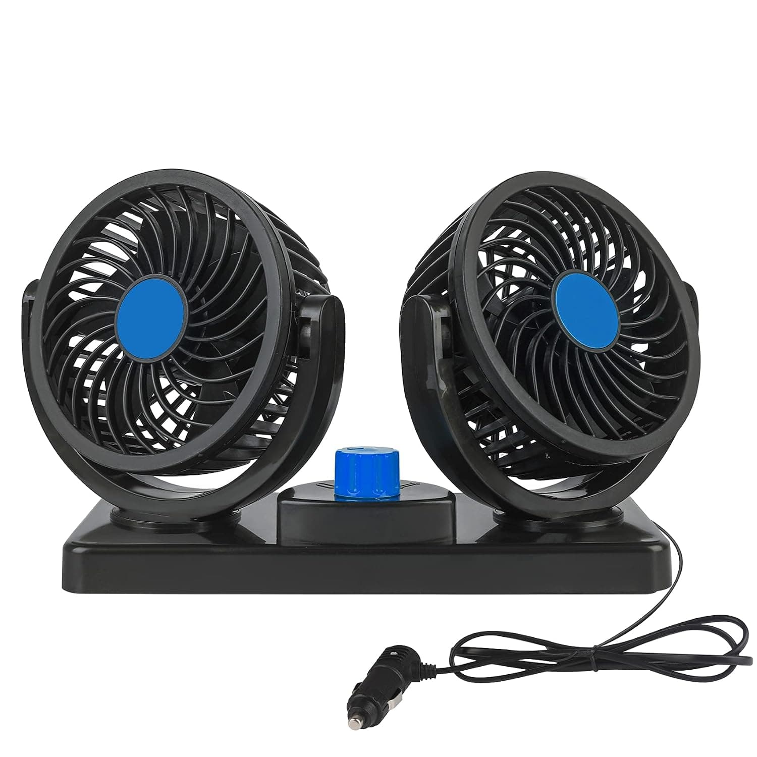 Zmoon 12V Car Cooling Fan 360° Air Circulation Cooling Fan with Weak Wind & Strong Wind (Blue)